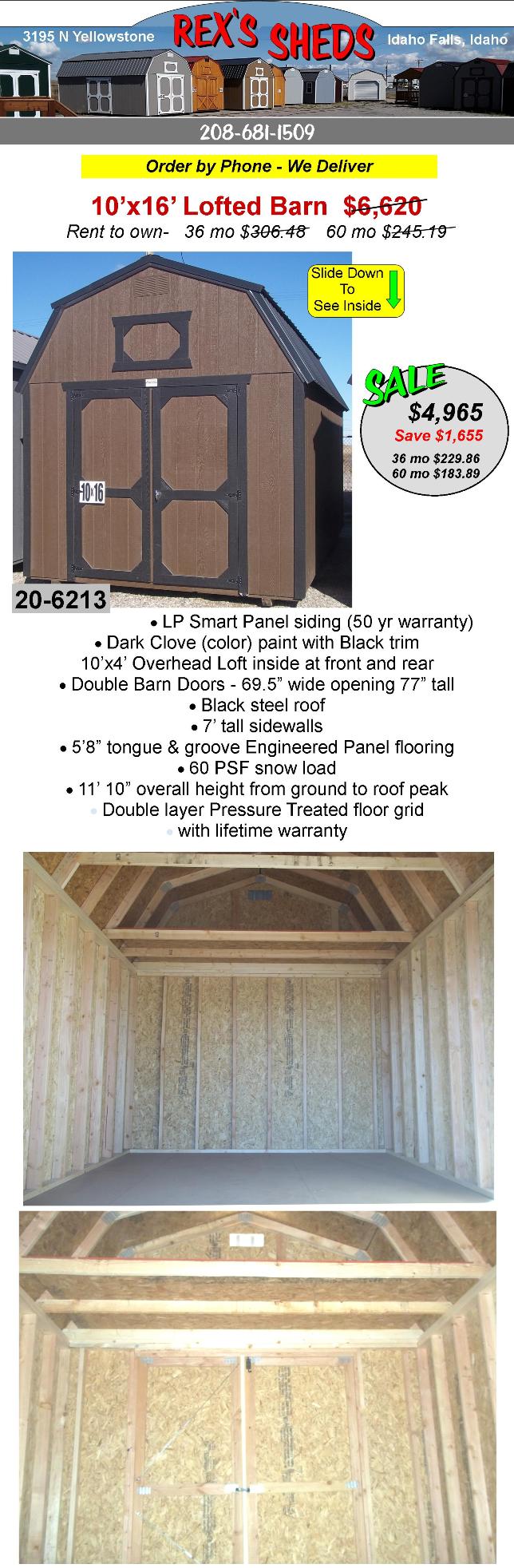 barn_style_shed_with_dark_clove_color_paint_black_trim_double_barn_doors_an_overhead_loft_at_front_and_rear_black_steel_roof