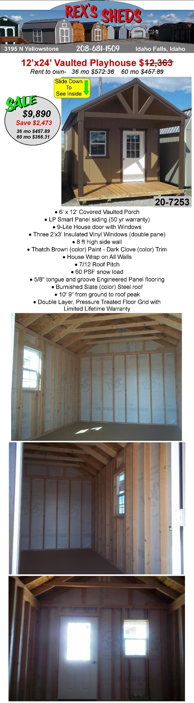 cabin_shed_with_vaulted_porch_has_3_windows_a_house_door_with_windows_and_house_wrap_thatch_brown_paint_dark_clove_trim_burnished_slate_steel_roof