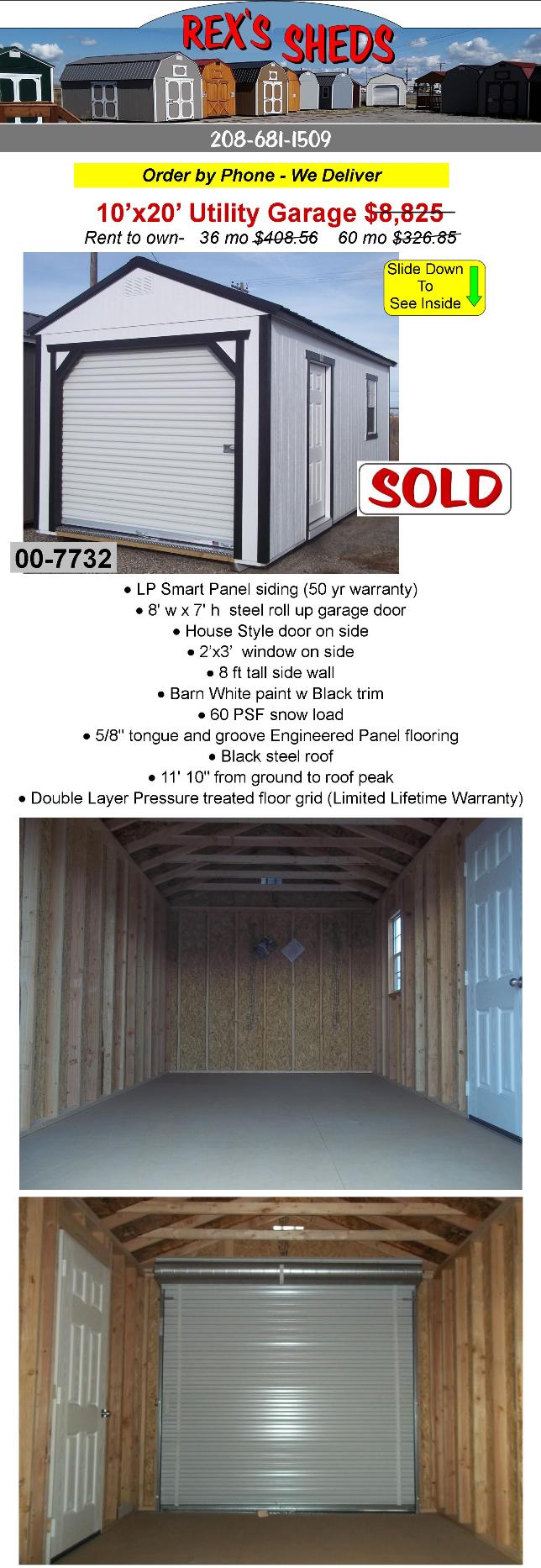 10x20_utility_style_garage_shed_with_roll_up_door_house_door_and_window_barn_white_pain_black_trim_black_steel_roof