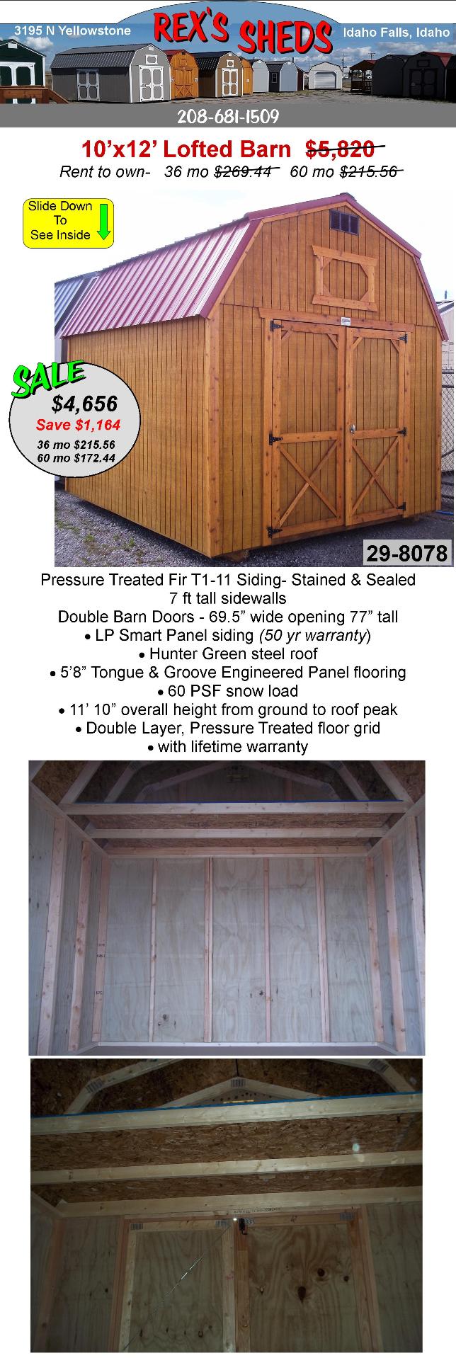 barn_style_garden_shed_with_rustic_natural_finish_2_overhead_lofts_double_barn_doors_and_rustic_red_steel_roof