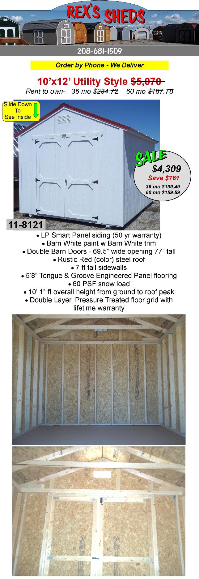 utility_shed_with_barn_white_paint_and_barn_white_trim_double_barn_doors_and_rustic_red_color_steel_roof