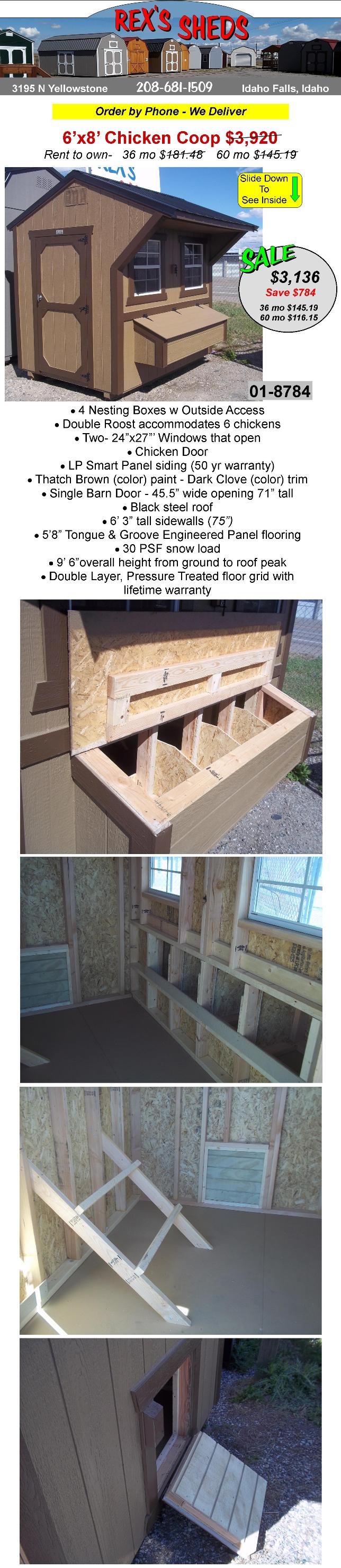 chicken_coop_with_4_nesting_boxes_2_windows_double_roost_barn_door_and_chicken_door_thatch_brown_color_paint_dark_clove_color_trim_black_steel_roof